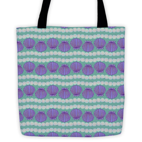Shells and Pearls on Sea Green Totebag