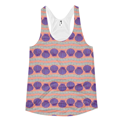 Shells and Pearls on Peach Women's Racerback Tank